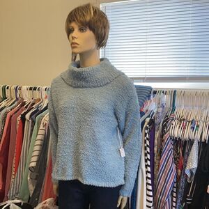 Poof Apparel Fuzzy Cowl Neck Sweater